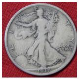 1917 Walking Liberty Silver Half Dollar Coin