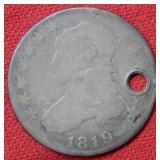 1819 Bust Silver Quarter - Holed