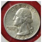 1945 D Washington Silver Quarter