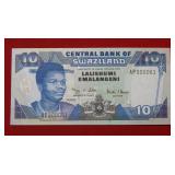 2001-10 Emalengeni Swaziland Note Serial Number 61