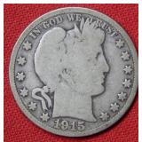 1915 Barber Silver Half Dollar