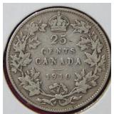 1910 Canada Silver Quarter Coin