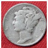 1945 S Mercury Silver Dime - Micro S