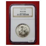 1949 D Franklin Silver Half NGC MS65 FBL