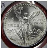 1991 Mexico Onza 1oz .999 ***