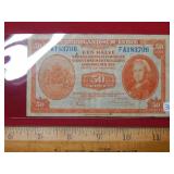 1943 Dutch East Indies Fifty Cent Note