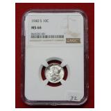 1940 S Mercury Silver Dime NGC MS66