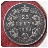 1882 Canada Silver Quarter Coin