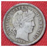 1914 D Barber Silver Dime