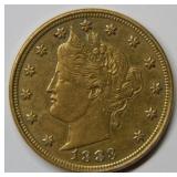 1883 No Cents Racketeer Nickel - Gold Plated