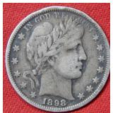 1898 Barber Silver Half Dollar Coin