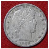 1908 D Barber Half Dollar Coin