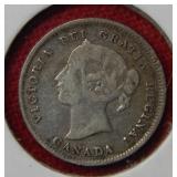 1896 Canada Silver 5 Cent Coin