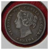 1899 Canada Silver 5 Cent Coin