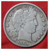 1907 Barber Silver Half Dollar Coin