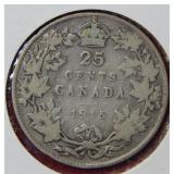 1915 Canada Silver Quarter Coin