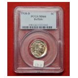 1938 D Buffalo Nickel PCGS MS66