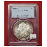1885 O Morgan Silver Dollar Coin PCGS MS65