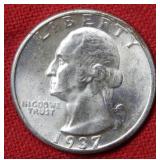 1937 D Washington Silver Quarter