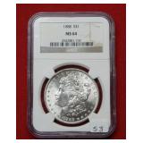 1888 Morgan Silver Dollar Coin NGC MS64