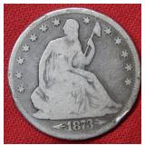 1873 CC Bust Silver Half Dollar Coin