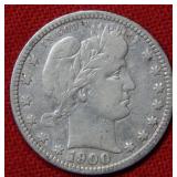1900 Barber Silver Quarter Coin
