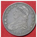 1819 Bust Silver Half Dollar Coin