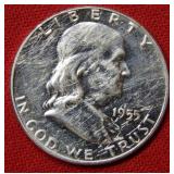 1955 Franklin Silver Half Dollar Coin