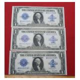(3) 1923 Consecutive US $1 Silver Certificates