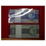 (2) Brazil Notes - 1 and 5 Denominations