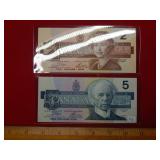 1986 Canada $2 and $5 Notes