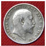 1907 Three Pence Silver Coin