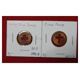 Two Cut Out Lucky Pennie - Angel and Cross Cut Out