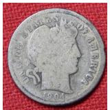 1904 S Barber Silver Dime