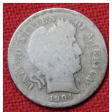 1904 S Barber Silver Dime