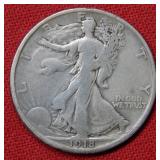 1918 S Walking Liberty Silver Half