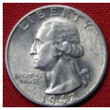 1942 S Washington Silver Quarter