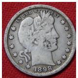 1898 Barber Silver Quarter