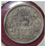 1892 Canadian Silver Five Cent