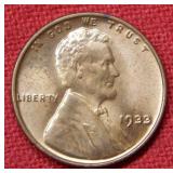 1933 Lincoln Wheat Cent  - Red