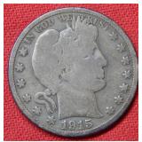 1915 Barber Silver Half Dollar