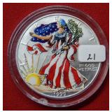 1999 Colorized Silver Eagle 1oz .999 Silver