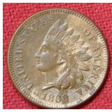 1868 Indian Head Cent Coin - Red & Brown
