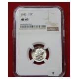 1942 Mercury Silver Dime NGC MS65