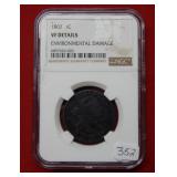 1802 Large Cent NGC VF  Environmental Damage