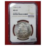 1904 O Morgan Silver Dollar NGC MS63