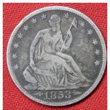 1853 Seated Liberty Silver Half - Arrows & Rays