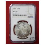 1885 O Morgan Silver Dollar Coin NGC MS64