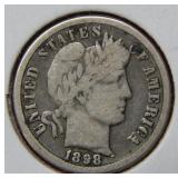 1898 O Barber Silver Dime