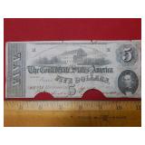 1862 $5 CSA Currency
